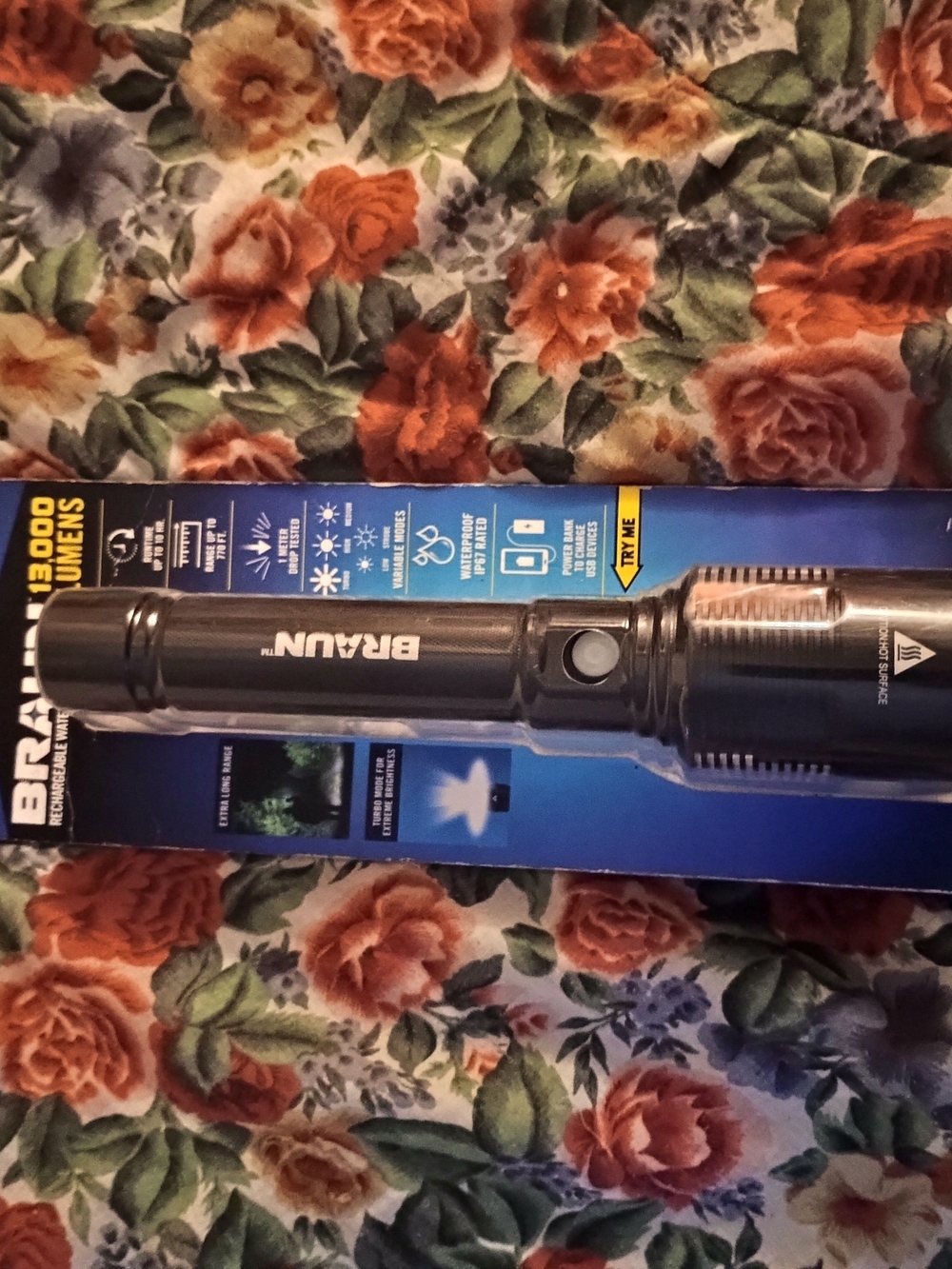 Braun Black LED Tactical Flashlight - High-Power Portable Light